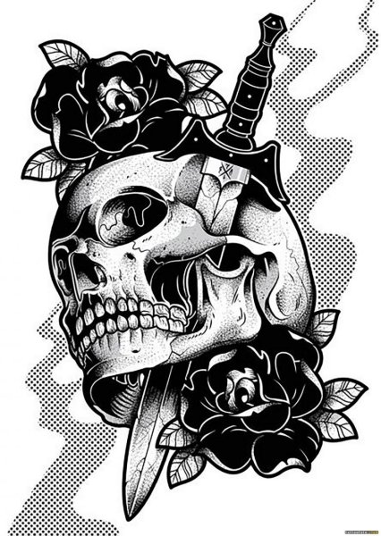 Череп тату эскиз