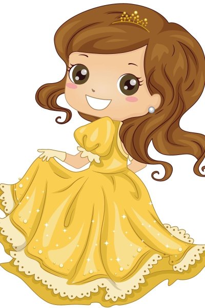 Девочка в желтом платье мультяшная