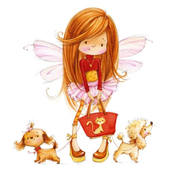 Девочка с цветами рисунок