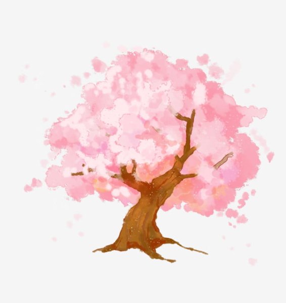 Розовое дерево акварелью