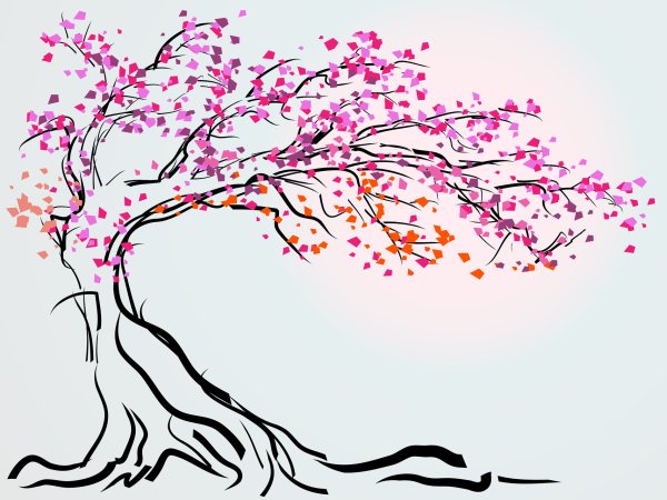 Дерево Сакуры трафарет