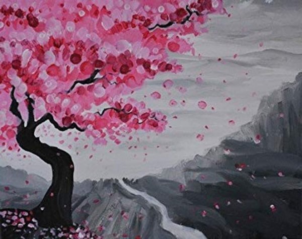 Дерево Сакуры красками