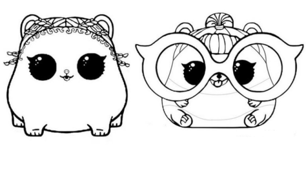 Раскраска ЛОЛ питомцы хомячки
