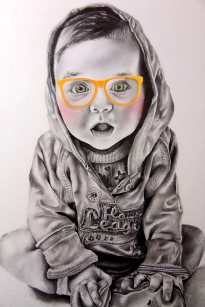 Портрет младенца карандашом