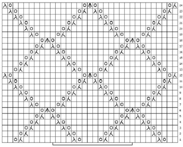 Узор спицами раппорт 16 петель