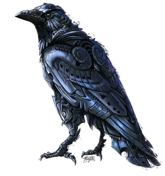 Ворон стимпанк тату