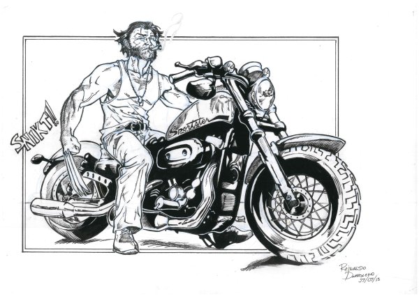 Девушка на байке арт