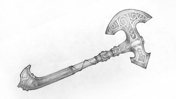 Секира рисунок карандашом