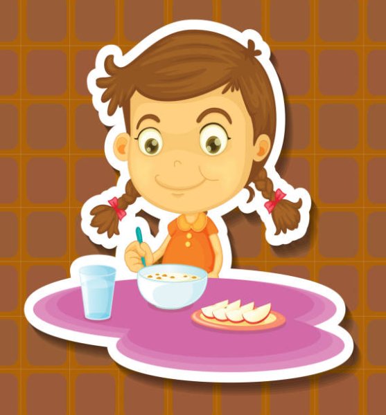 Девочка завтракает