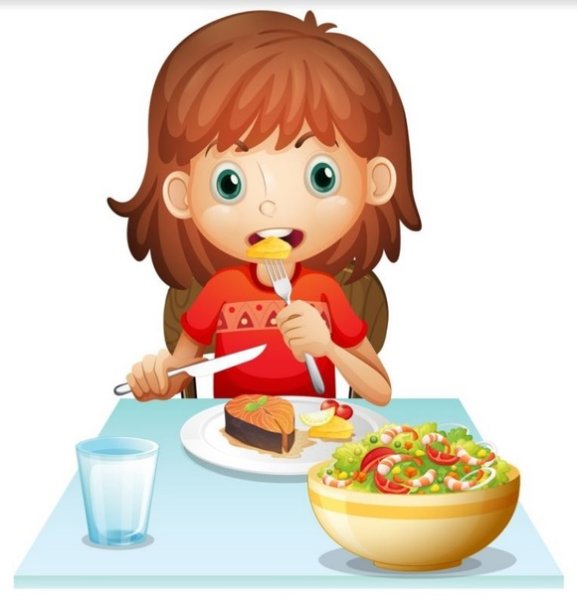 Девочка обедает