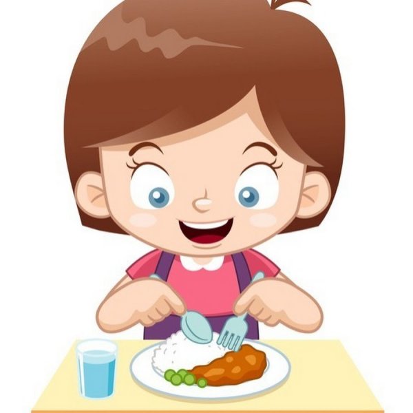 Девочка завтракает для детей