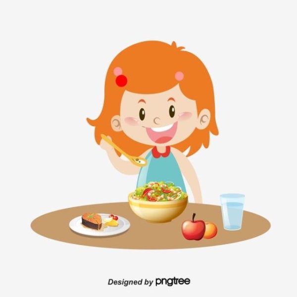 Девочка завтракает для детей