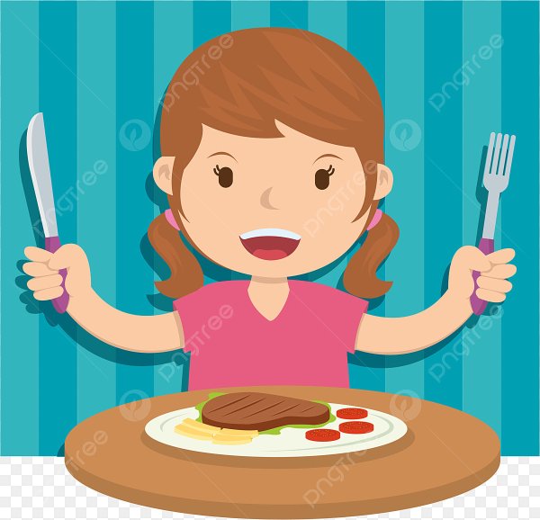 Девочка ужинает