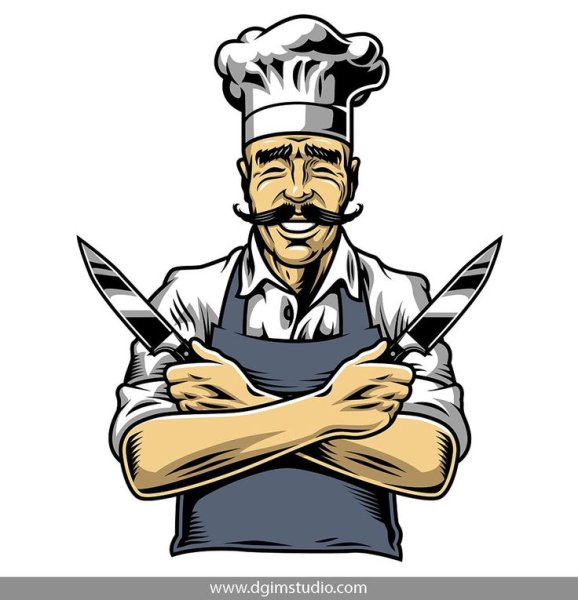 Мультяшный повар с ножом