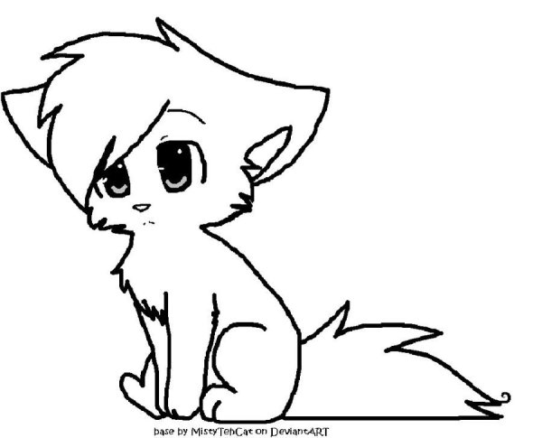 Грустный кот нарисованный