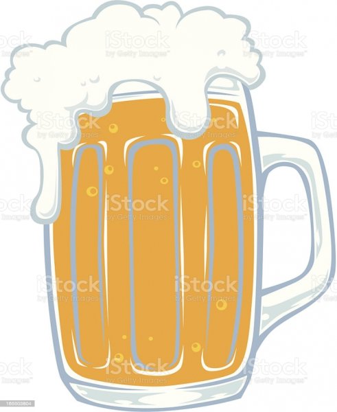 Нарисованный бокал пива на белом фоне