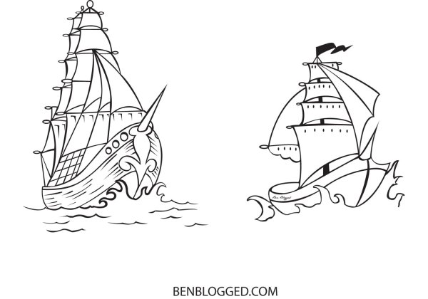 Раскраски корабли два на одном листке
