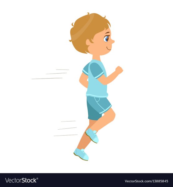 Мальчик бежит на белом фоне