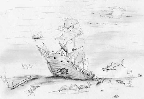 Тонущий корабль рисунок