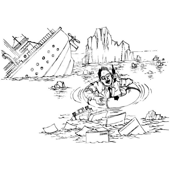 Раскраска тонущий корабль