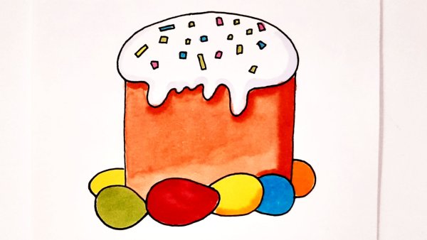 Кулич рисунок для срисовки