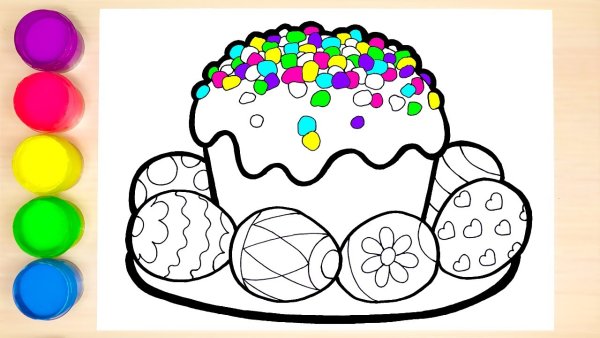 Кулич со свечкой на прозрачном фоне