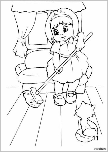 Раскраска мамины помощники