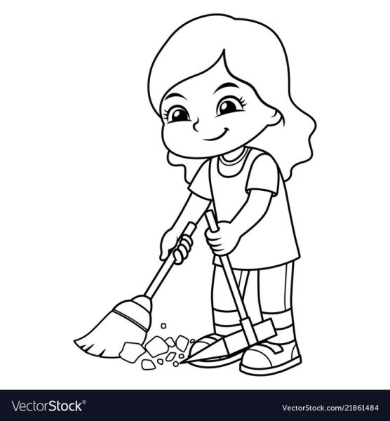 Раскраски для девочек уборка