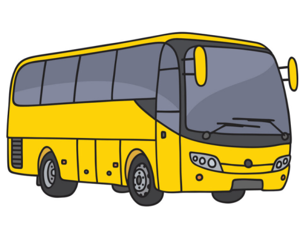 Нарисованный автобус на белом фоне