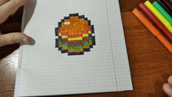 Рисование по клеточкам бургер