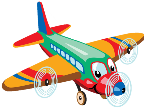Самолёт мультяшка для детей цветная