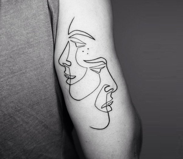 Тату лица линиями