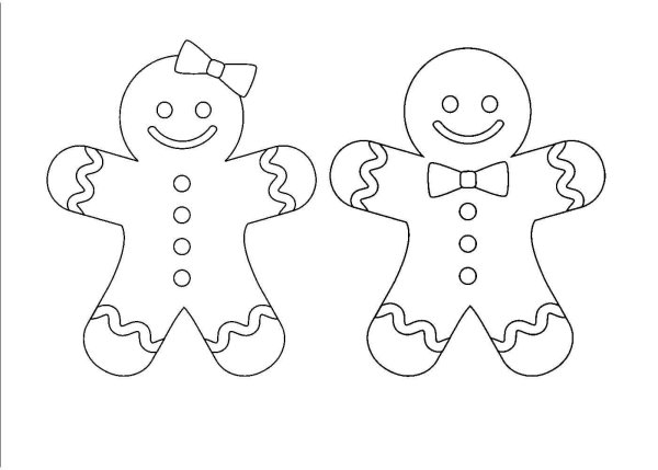 Пряничный человечек трафарет