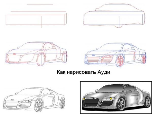 Этапы рисования автомобилей