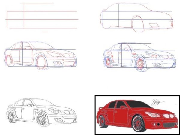 Машина рисунок пошагово