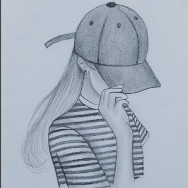 Рисунки с девушками в кепке легкие