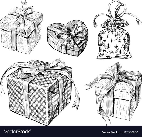 Коробочки с подарками скетч