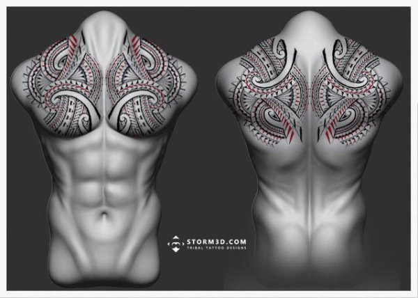 Тату со спины на грудь