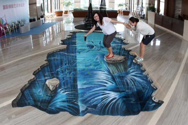 3д рисунки на полу