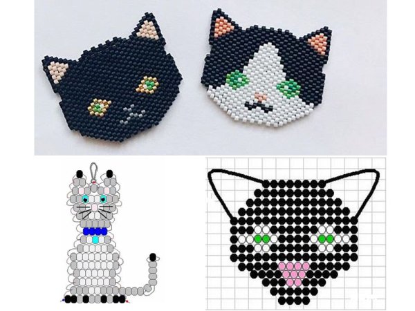 Схемы котиков из бисера