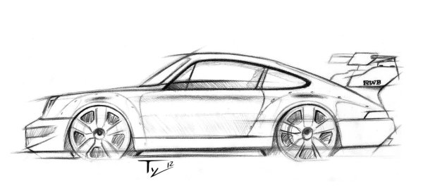Порше 911 нарисованный сбоку