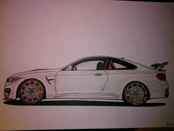 Машина карандашом с боку