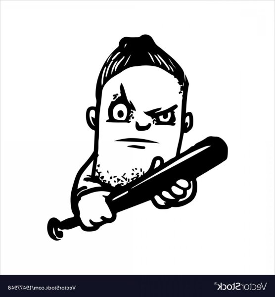 Нарисованный бандит с битой