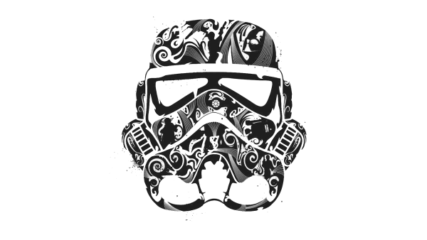 Шлем штурмовика на черном фоне