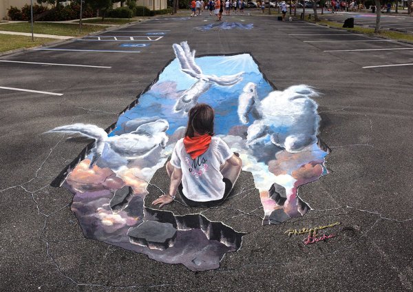 Джулиан Бивер.трехмерные рисунки на асфальте