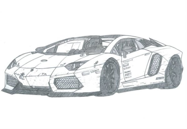 Ламборджини авентадор начерченная