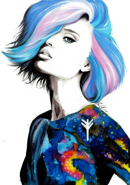 Разноцветные волосы рисунок