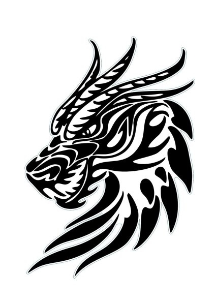Голова китайского дракона трафарет