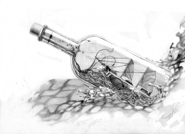 Тату бутылка с посланием