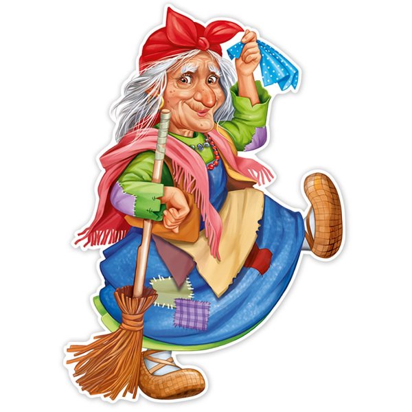 Баба Яга в ступе раскраска